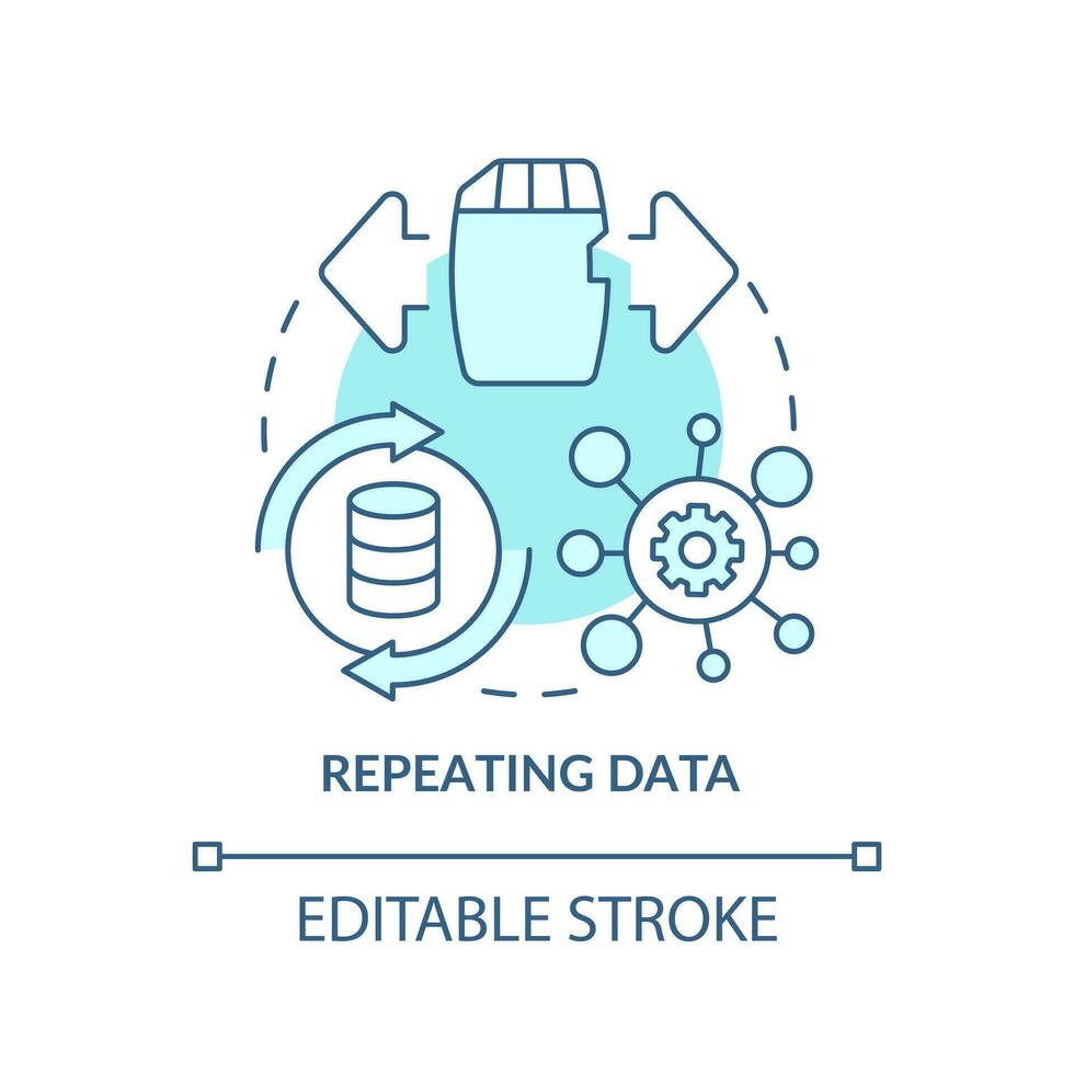 Repeating data turquoise concept icon. Massive information system abstract idea thin line illustration. Isolated outline drawing. Editable stroke vector