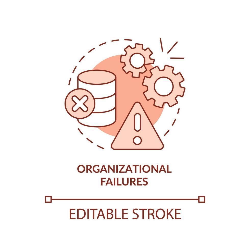 Organizational failures terracotta concept icon. Data management issue abstract idea thin line illustration. Isolated outline drawing. Editable stroke vector