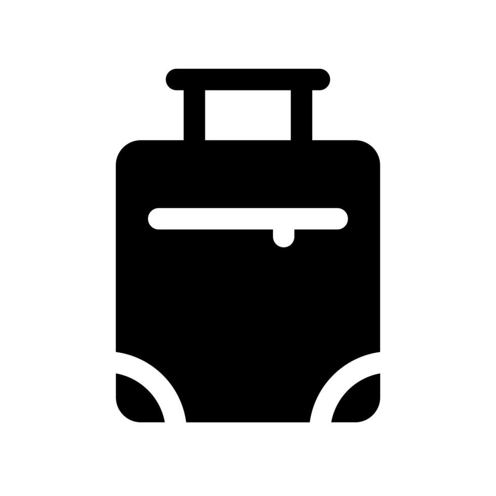 Suitcase black glyph ui icon. Traveler belongings. Prepare luggage for journey. User interface design. Silhouette symbol on white space. Solid pictogram for web, mobile. Isolated vector illustration