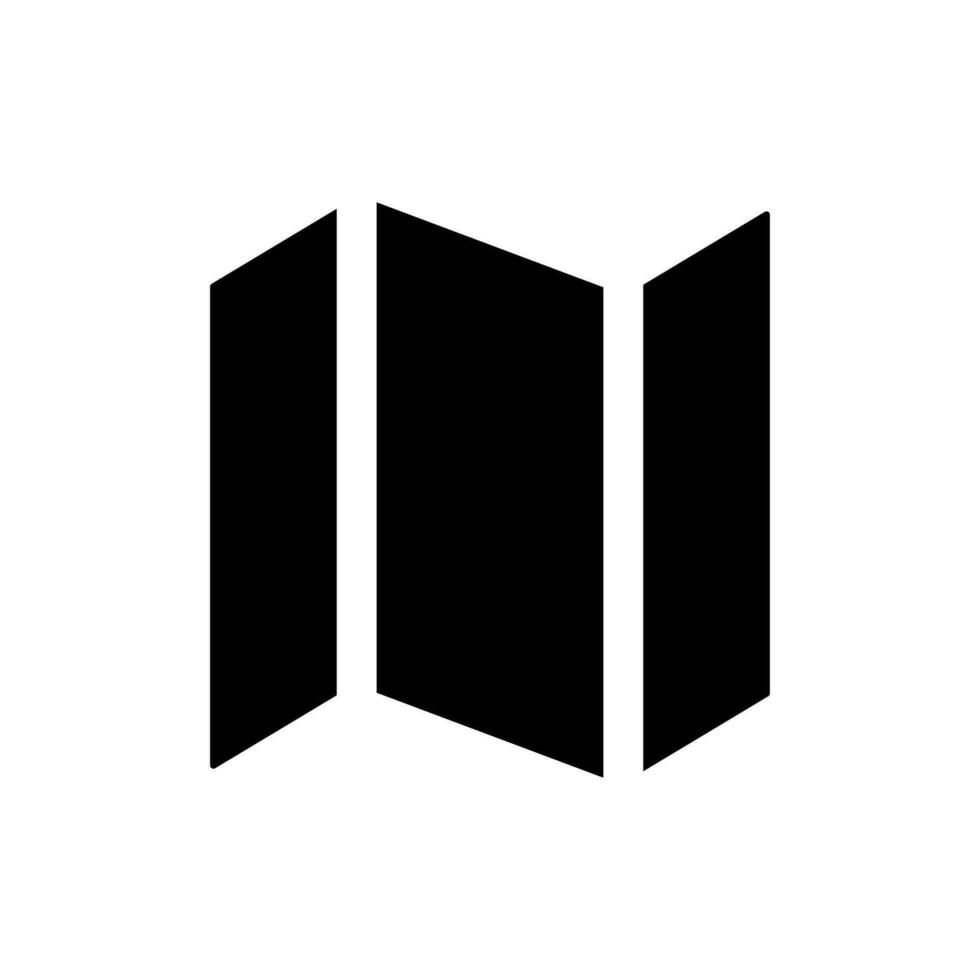 Folding brochure black glyph ui icon. Informative booklet for customers. User interface design. Silhouette symbol on white space. Solid pictogram for web, mobile. Isolated vector illustration