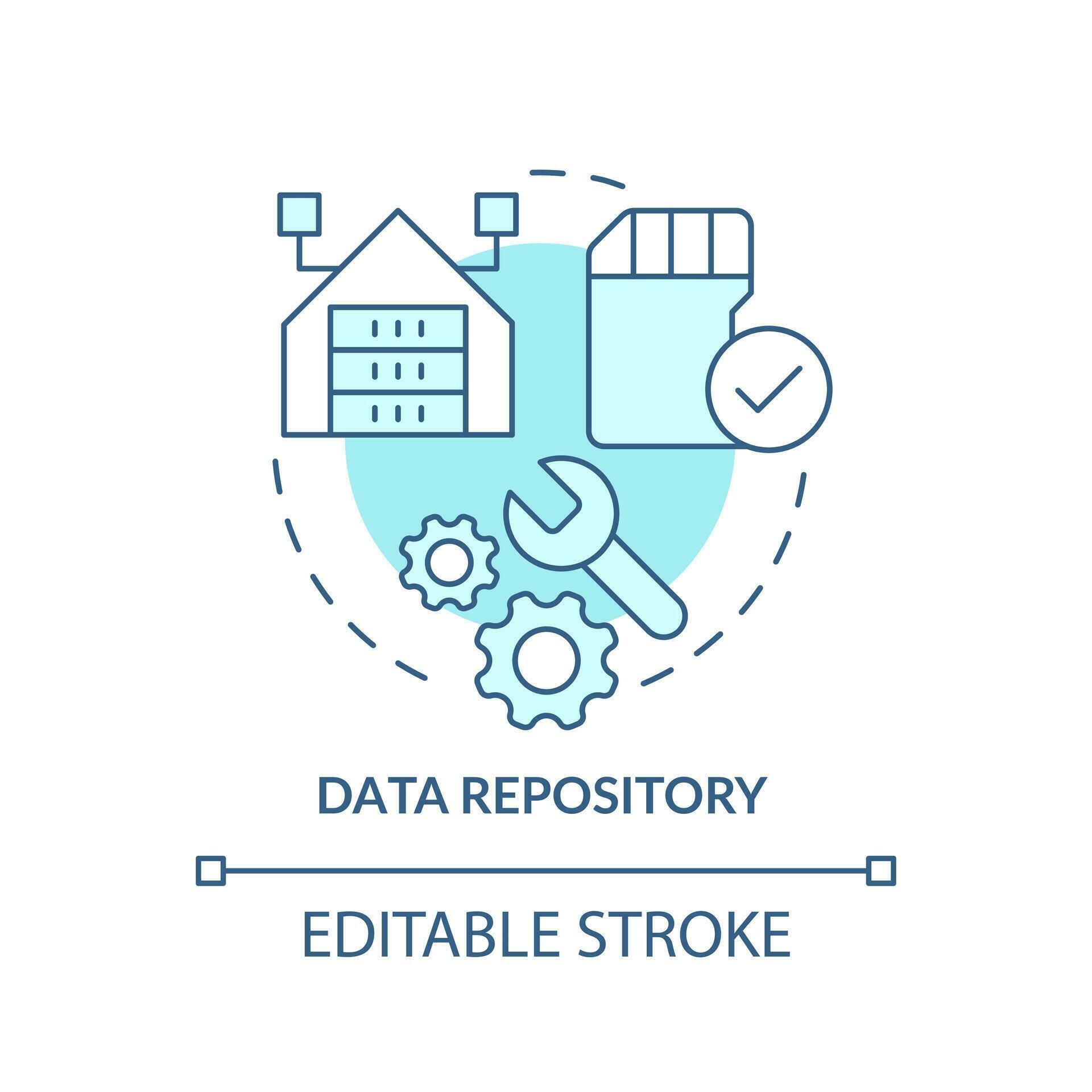 Data repository turquoise concept icon. Digital information storage ...