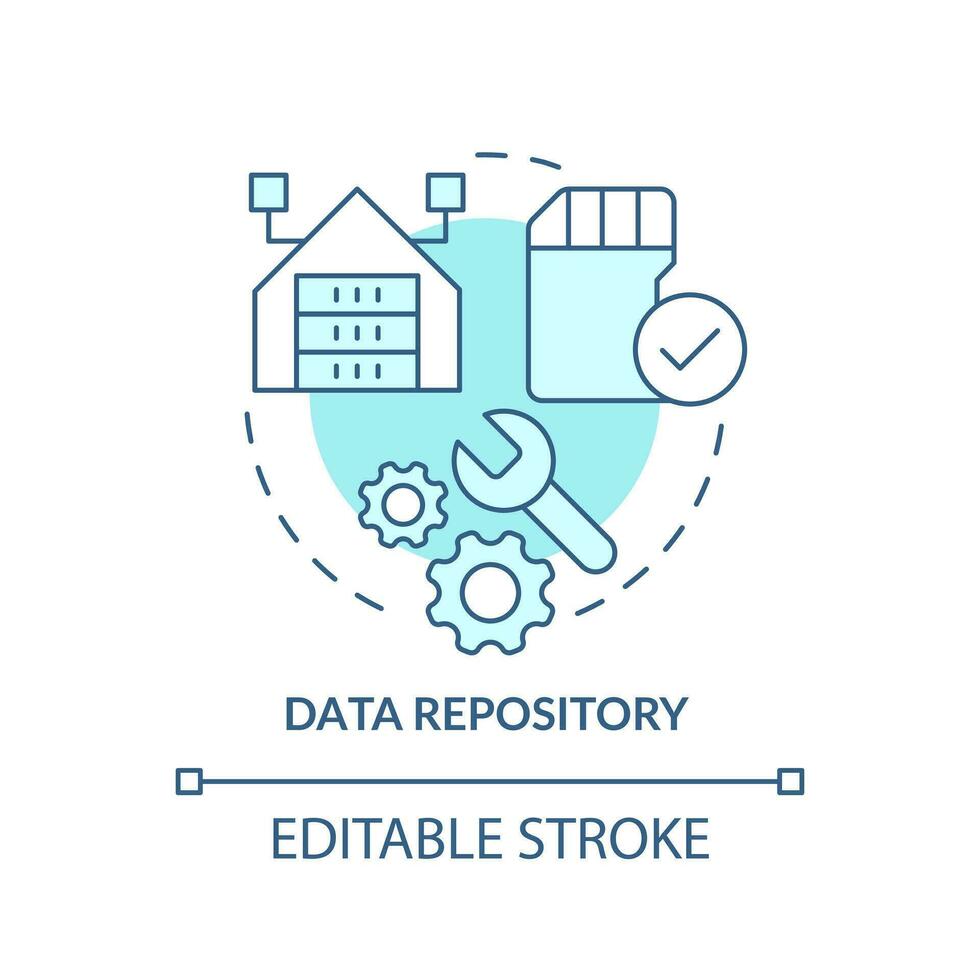 Data repository turquoise concept icon. Digital information storage abstract idea thin line illustration. Isolated outline drawing. Editable stroke vector