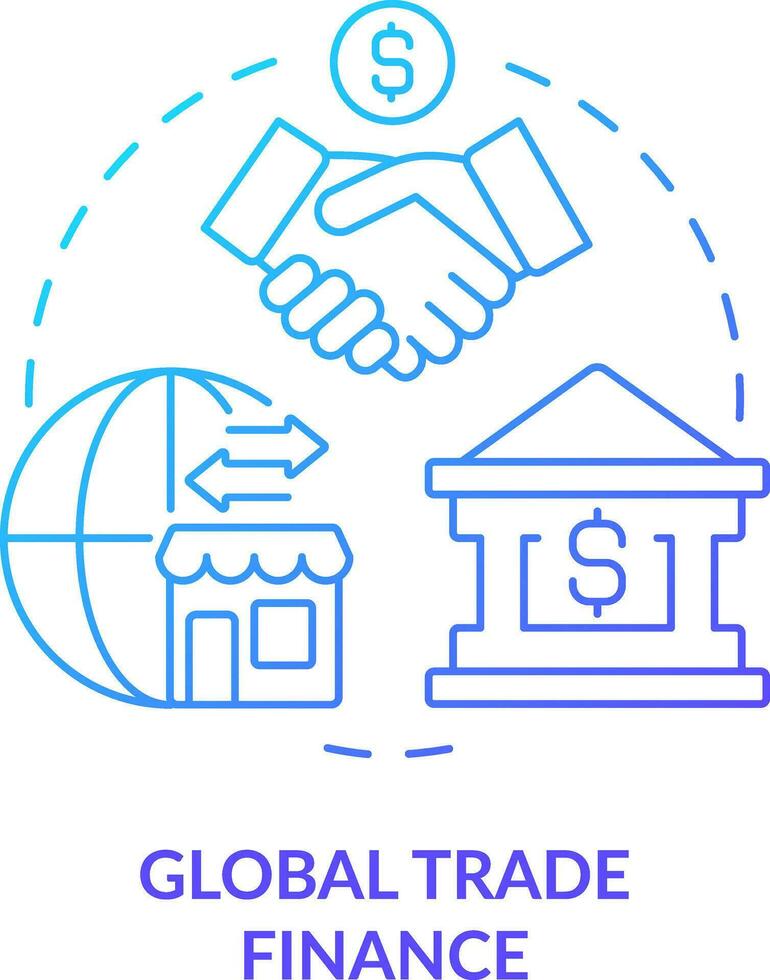 Global trade finance blue gradient concept icon. Business and commerce. Treasury management service abstract idea thin line illustration. Isolated outline drawing vector