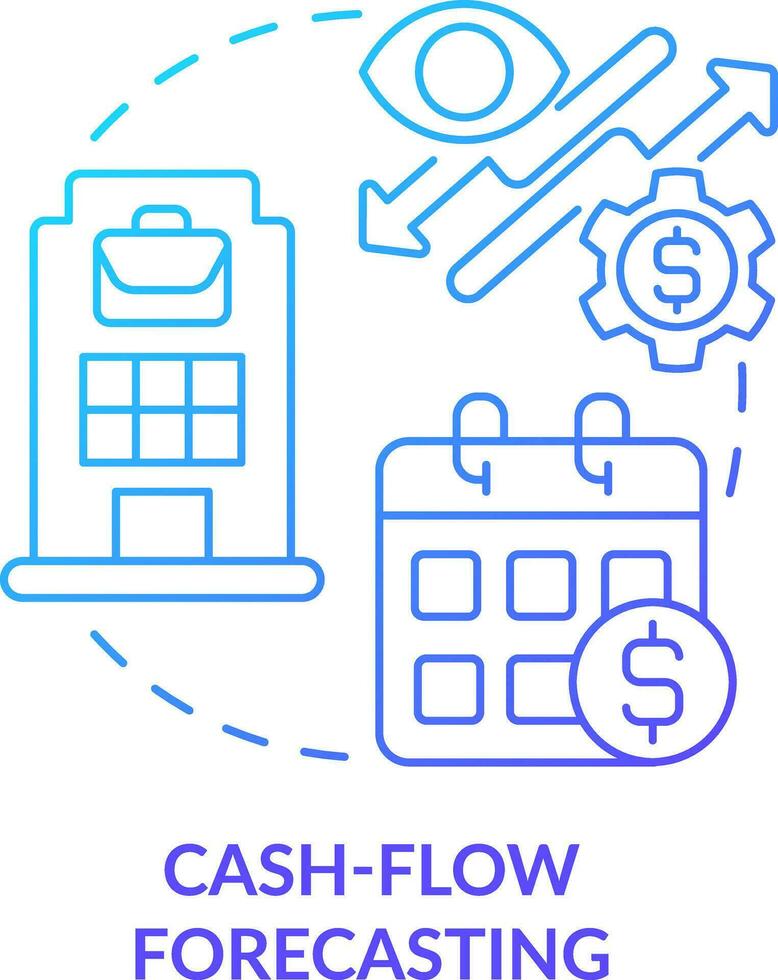 Cash-flow forecasting blue gradient concept icon. Financial prediction. Treasury management system function abstract idea thin line illustration. Isolated outline drawing vector