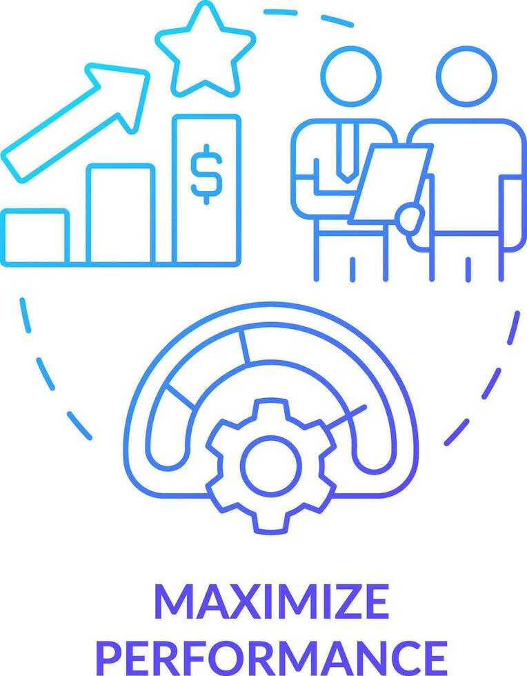 Maximize performance blue gradient concept icon. Improve process. Treasury management benefit abstract idea thin line illustration. Isolated outline drawing vector