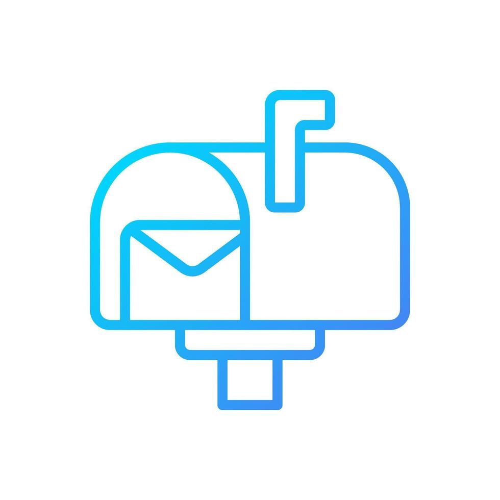Postal service pixel perfect gradient linear vector icon. Delivering letters, postcards. Postbox. Written communication. Thin line color symbol. Modern style pictogram. Vector isolated outline drawing