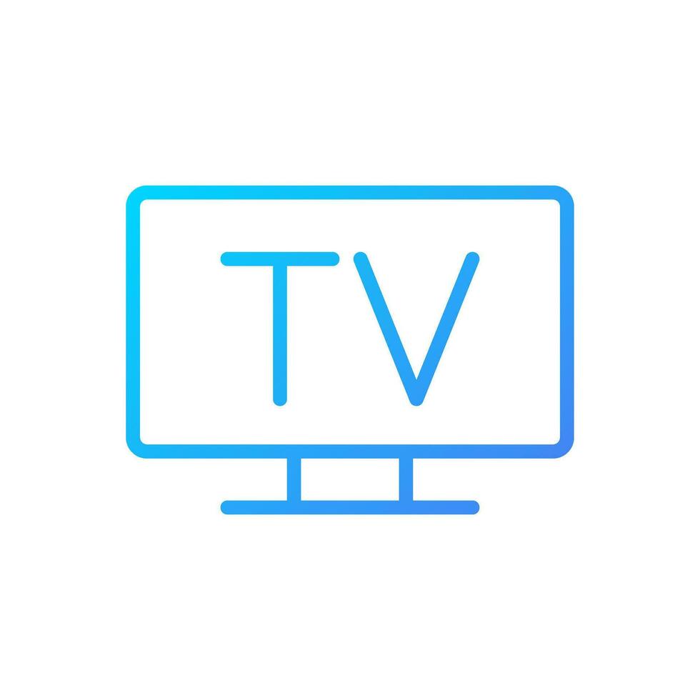 Television pixel perfect gradient linear vector icon. TV broadcasting service. Analog and digital technology. Thin line color symbol. Modern style pictogram. Vector isolated outline drawing