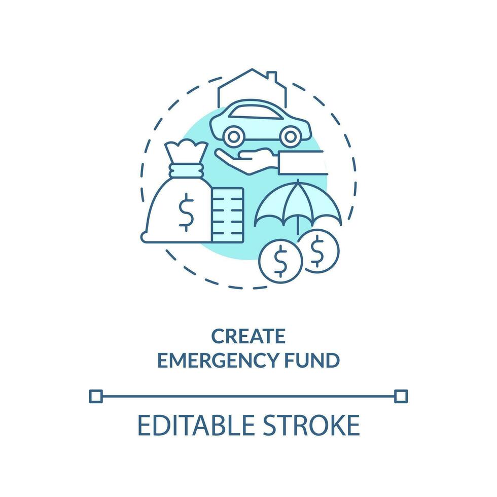 crear emergencia fondo turquesa concepto icono. acceso a dinero. invertir preparación resumen idea Delgado línea ilustración. aislado contorno dibujo. editable carrera vector