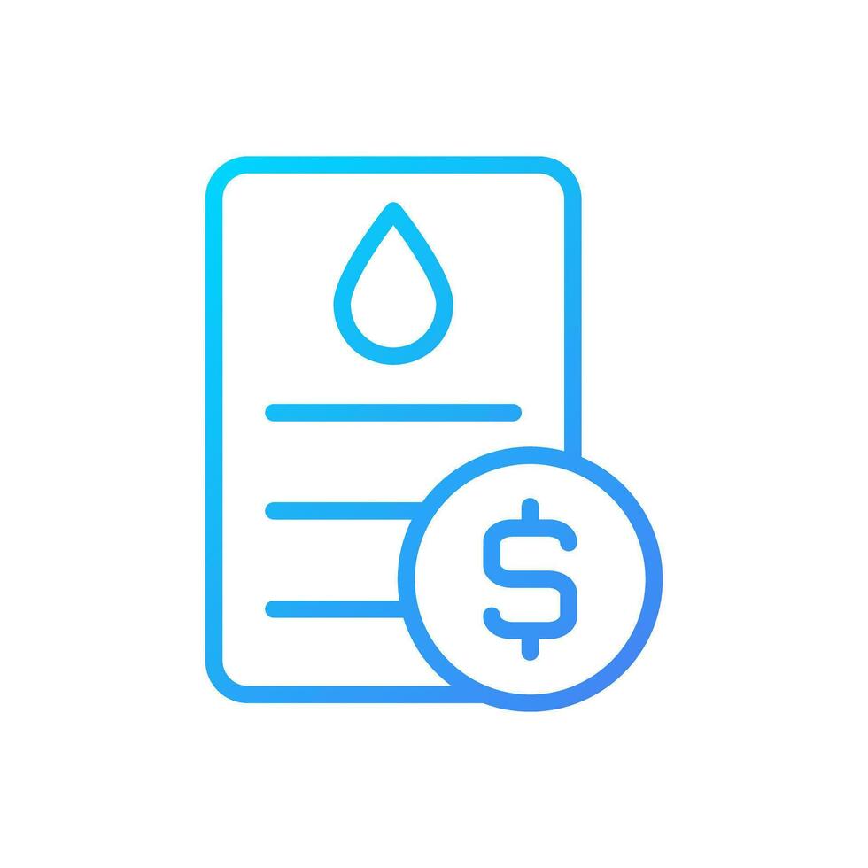 Water bill pixel perfect gradient linear vector icon. Public utility service payment. Debt for utilities usage. Thin line color symbol. Modern style pictogram. Vector isolated outline drawing