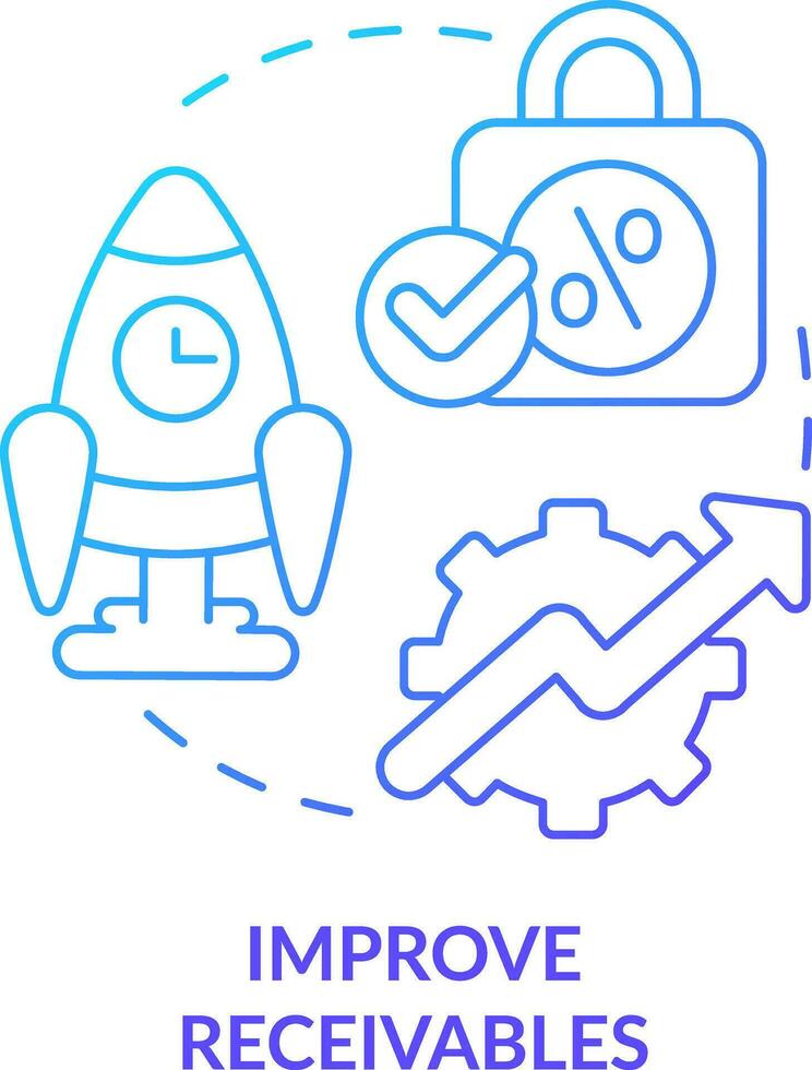 Improve receivables blue gradient concept icon. Unpaid goods and service. Treasury management benefit abstract idea thin line illustration. Isolated outline drawing vector