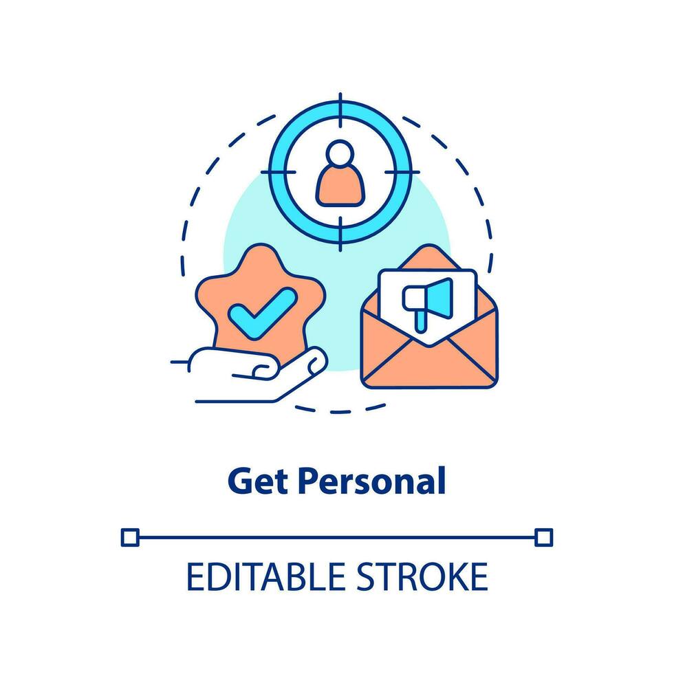 Get personal concept icon. Power of using name. Communication with customers abstract idea thin line illustration. Isolated outline drawing. Editable stroke vector