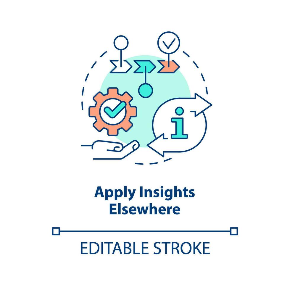 Apply insights elsewhere concept icon. Customer journey mapping. Marketing analytic abstract idea thin line illustration. Isolated outline drawing. Editable stroke vector