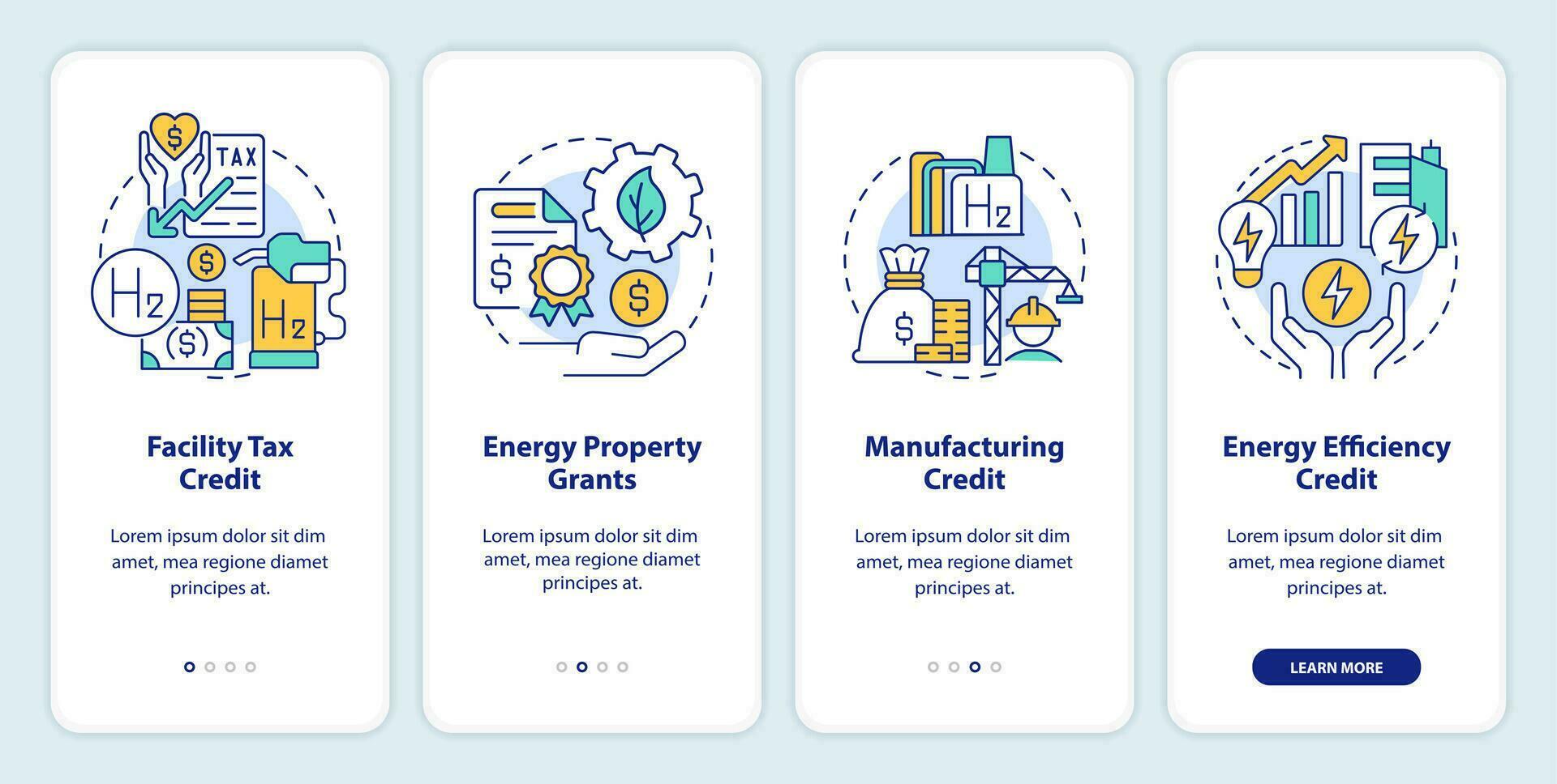 Support hydrogen stations installation onboarding mobile app screen. Walkthrough 4 steps editable graphic instructions with linear concepts. UI, UX, GUI templated vector