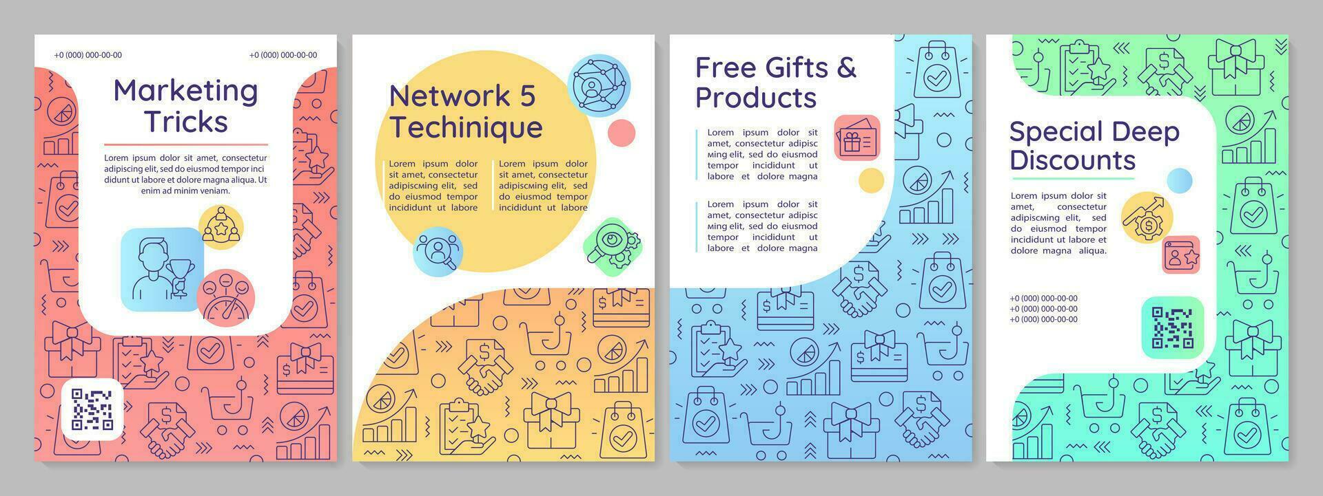 Marketing tactics multicolor brochure template. Retention. Leaflet design with linear icons. Editable 4 vector layouts for presentation, annual reports