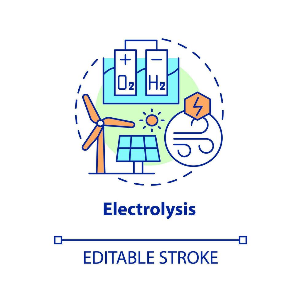 Electrolysis concept icon. Renewable energy production. Hydrogen advantage abstract idea thin line illustration. Isolated outline drawing. Editable stroke vector