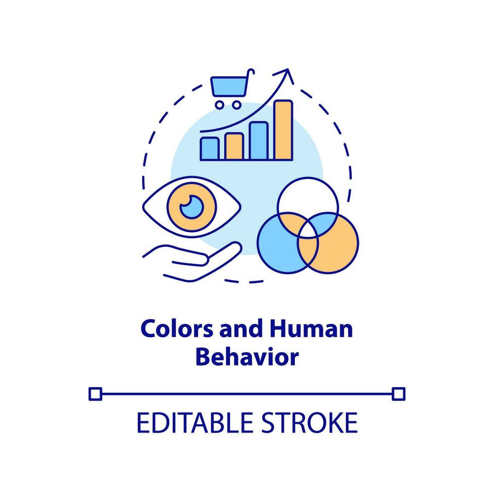 Colors and human behavior concept icon. Neuromarketing. Impact buyer decision abstract idea thin line illustration. Isolated outline drawing. Editable stroke vector