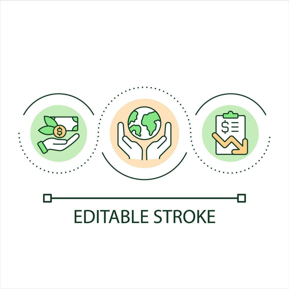 Using ecological energy saving loop concept icon. Reduce bill. Sustainable household advantage abstract idea thin line illustration. Isolated outline drawing. Editable stroke vector