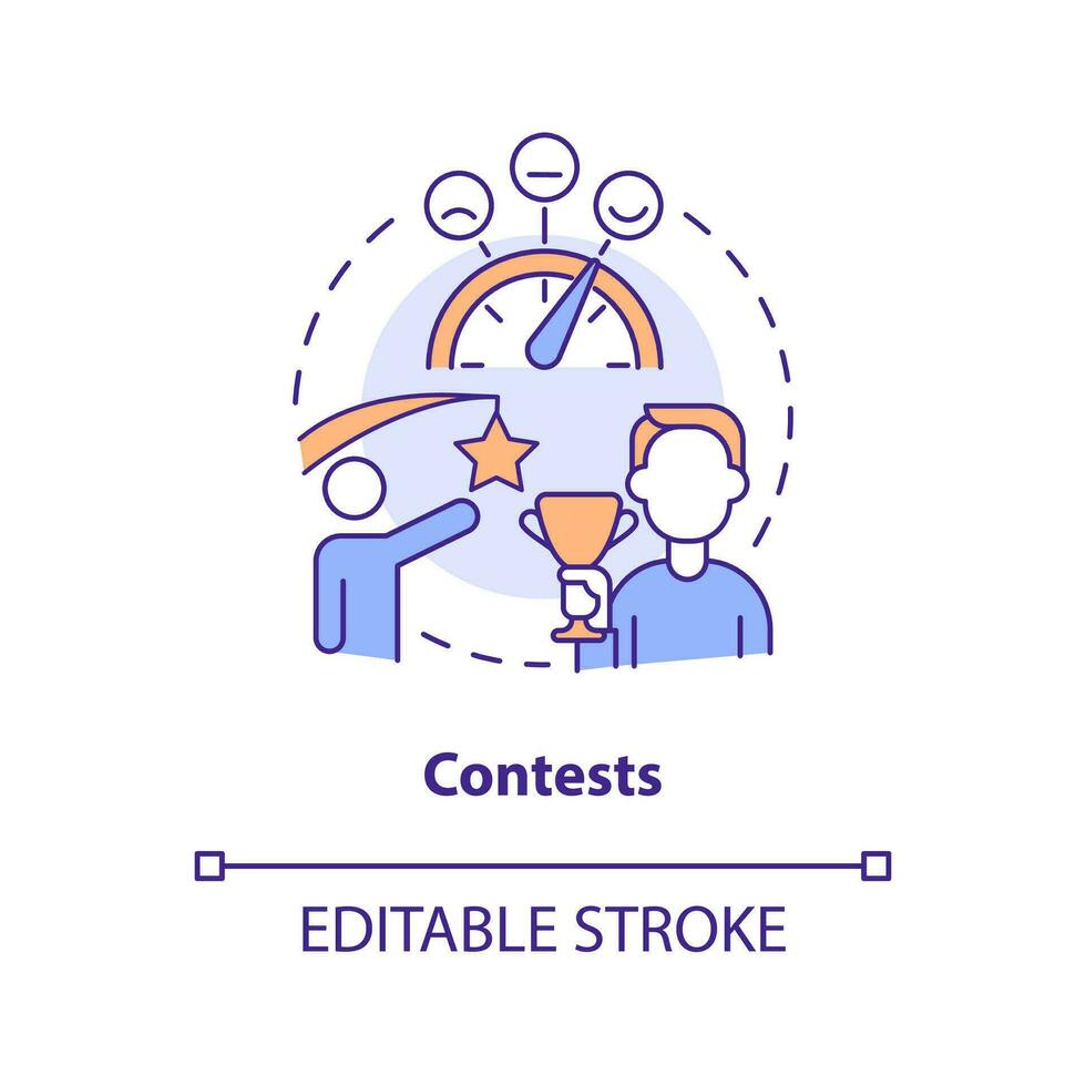 Contests concept icon. Healthy competition. Boost consumer interaction. Marketing abstract idea thin line illustration. Isolated outline drawing. Editable stroke vector