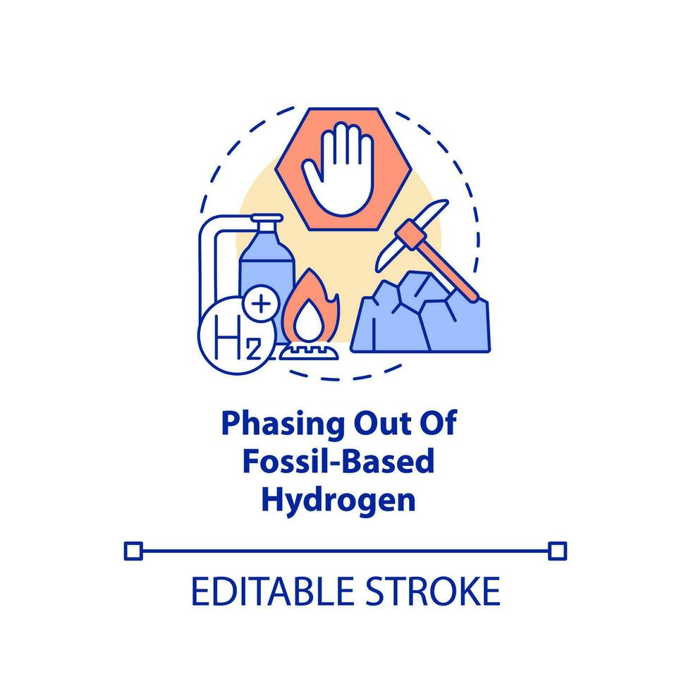 Phasing out of fossil based hydrogen concept icon. Zero carbon energy strategy abstract idea thin line illustration. Isolated outline drawing. Editable stroke vector