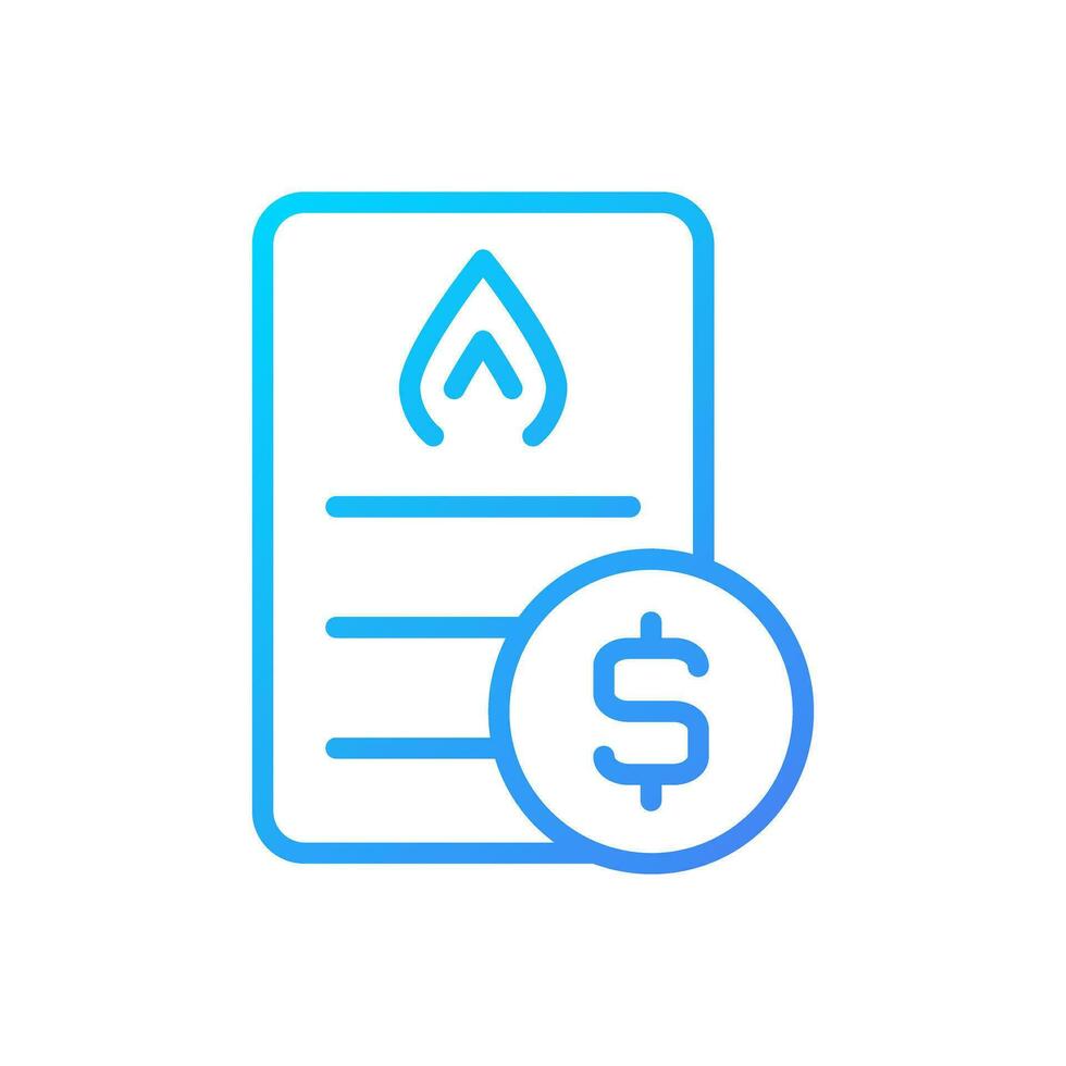 Gas bill pixel perfect gradient linear vector icon. Public utility service payment. Debt for utilities usage. Invoice. Thin line color symbol. Modern style pictogram. Vector isolated outline drawing