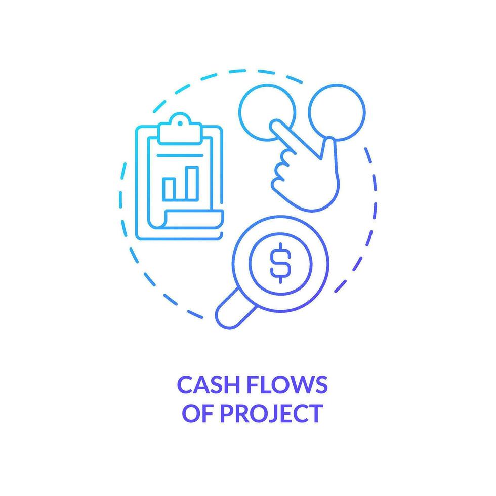 Cash flow of project blue gradient concept icon. Financing. Factor affecting investment decisions abstract idea thin line illustration. Isolated outline drawing vector