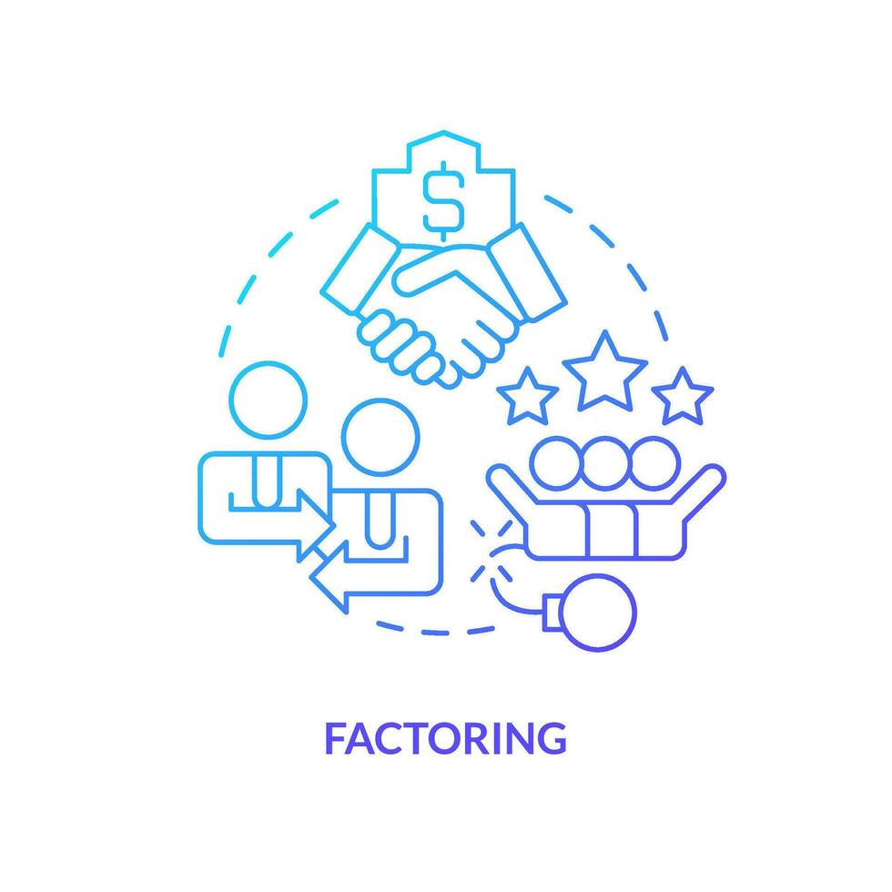 Factoring blue gradient concept icon. Selling accounts receivable. Source of short term financing abstract idea thin line illustration. Isolated outline drawing vector