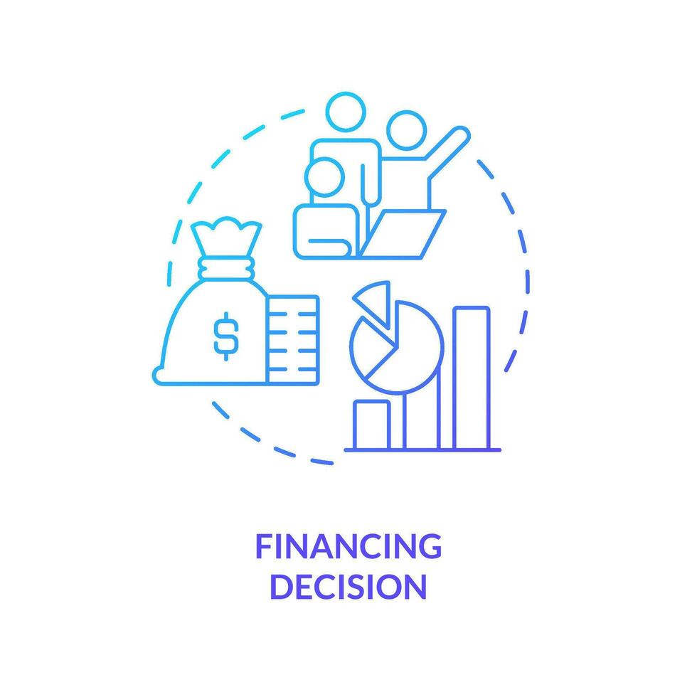 Financing decision blue gradient concept icon. Capital structure. Type of financial decision abstract idea thin line illustration. Isolated outline drawing vector