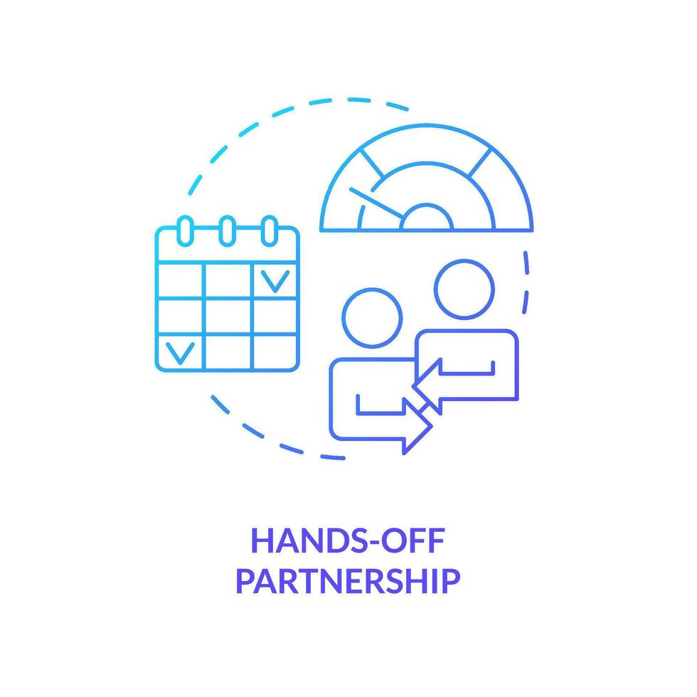 Hands off partnership blue gradient concept icon. Quarterly updates. Benefit of alternative lending abstract idea thin line illustration. Isolated outline drawing vector