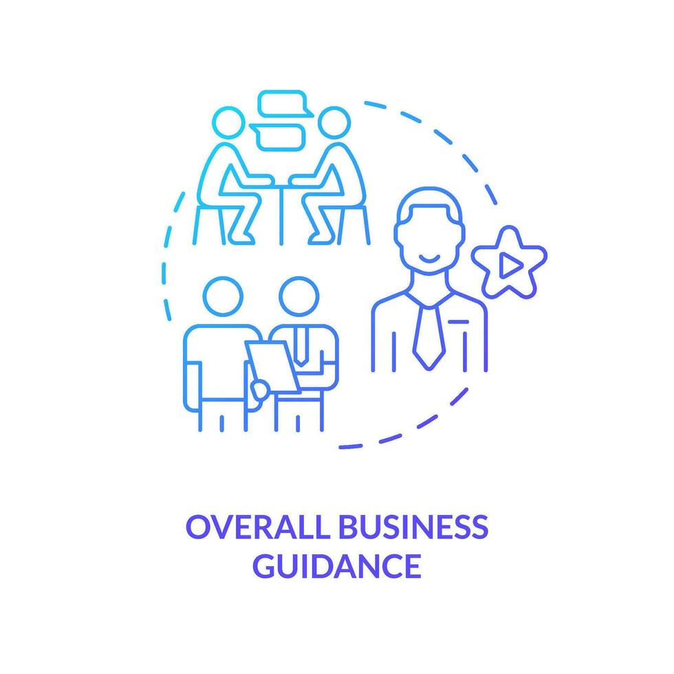 Overall business guidance blue gradient concept icon. Experience and advice. Benefit of alternative lending abstract idea thin line illustration. Isolated outline drawing vector