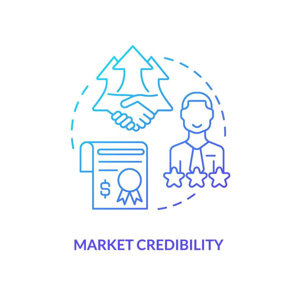 Market credibility blue gradient concept icon. Partnership. Benefit of alternative lending abstract idea thin line illustration. Isolated outline drawing vector