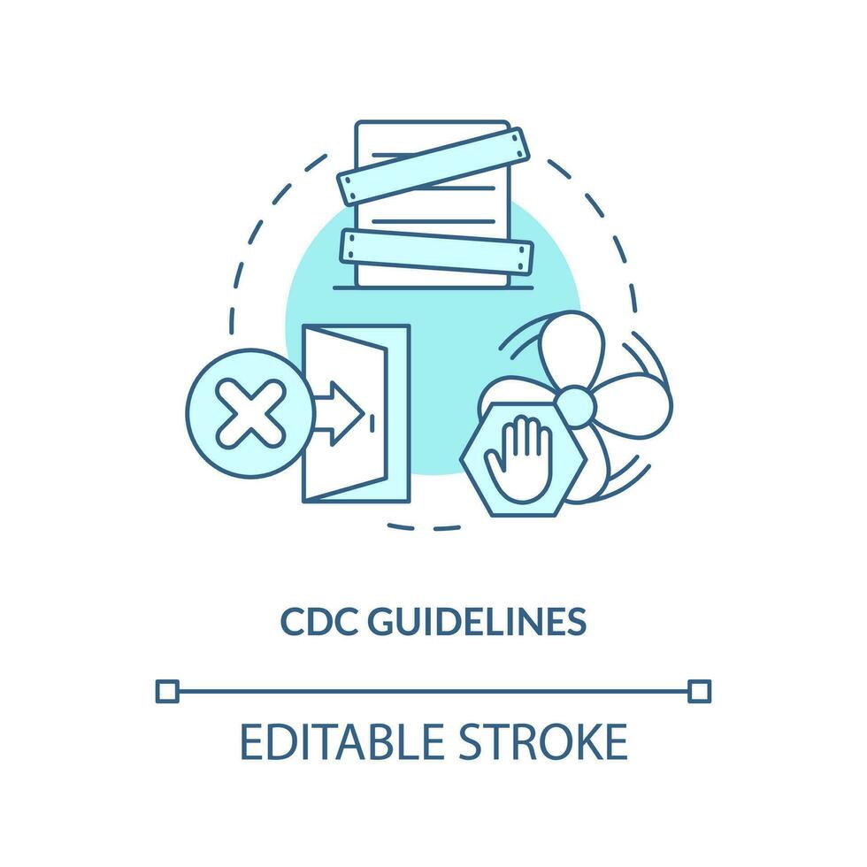 CDC guidelines turquoise concept icon. Recommendations. Survive during nuclear attack abstract idea thin line illustration. Isolated outline drawing. Editable stroke vector