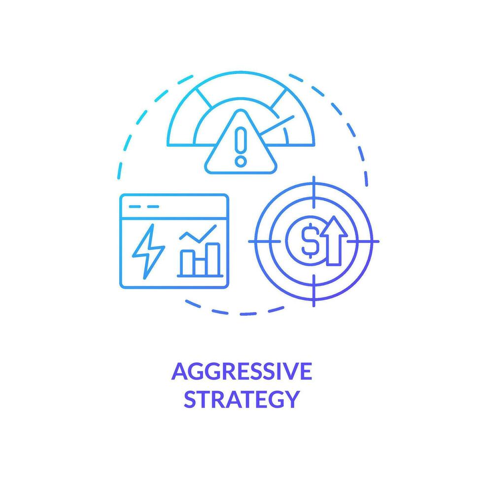 Aggressive strategy blue gradient concept icon. Profitability. Type of working capital approach abstract idea thin line illustration. Isolated outline drawing vector