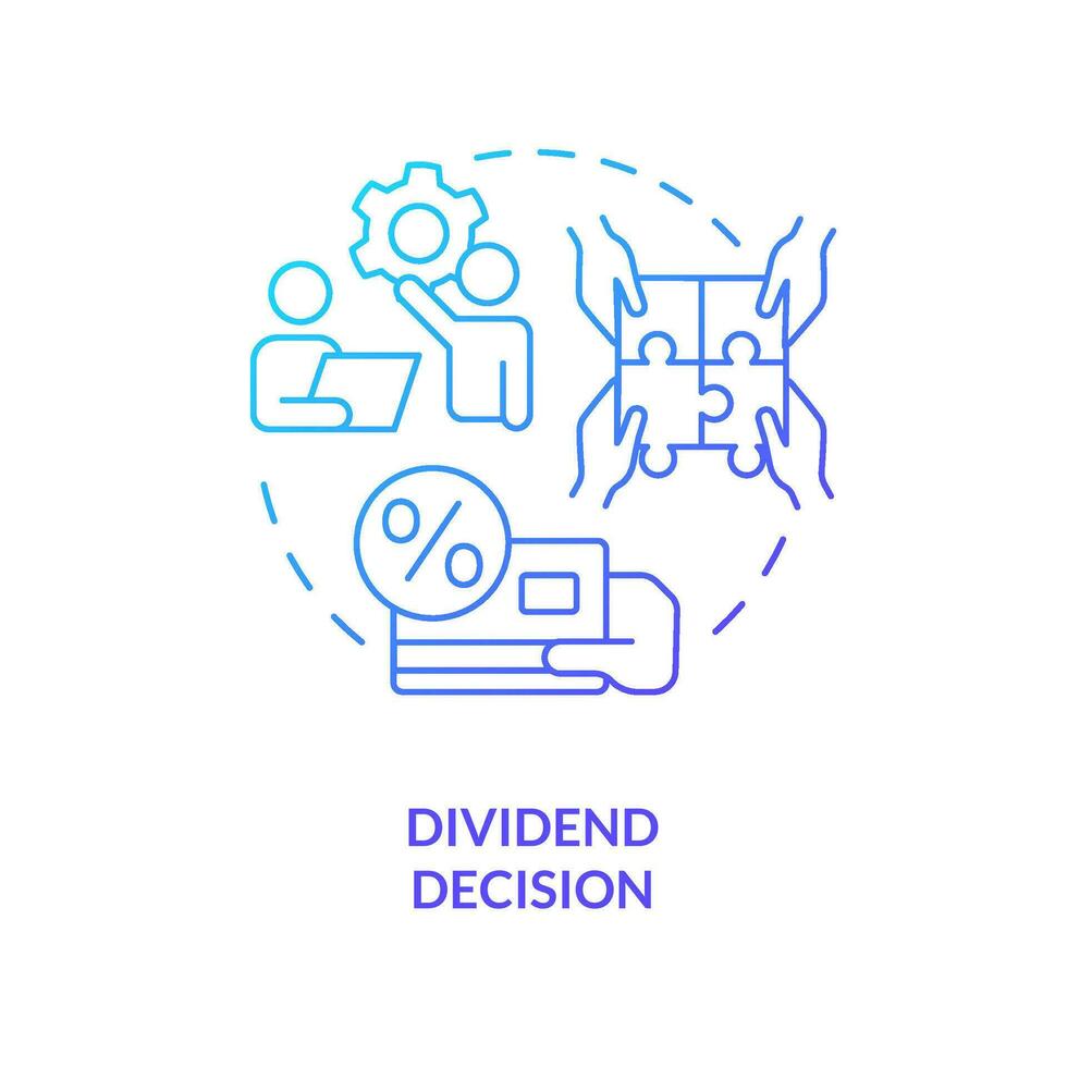 Dividend decision blue gradient concept icon. Earnings distribution. Type of financial solution abstract idea thin line illustration. Isolated outline drawing vector