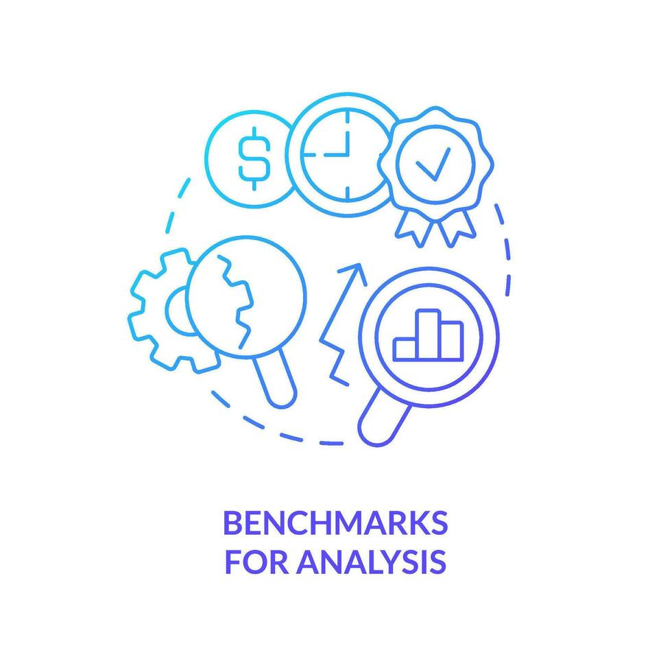 Benchmarks for analysis blue gradient concept icon. Market assessment. Financial management issue abstract idea thin line illustration. Isolated outline drawing vector