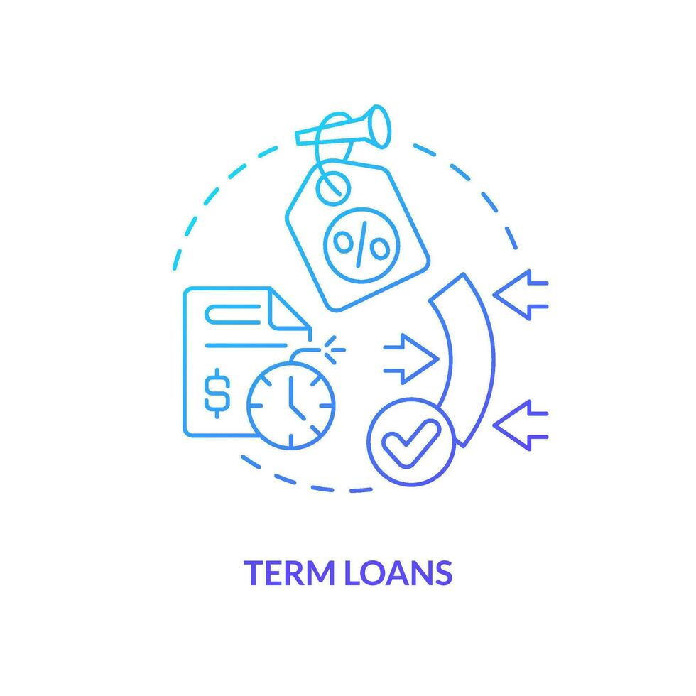 Term loans blue gradient concept icon. Repayment flexibility. Source of long term financing abstract idea thin line illustration. Isolated outline drawing vector