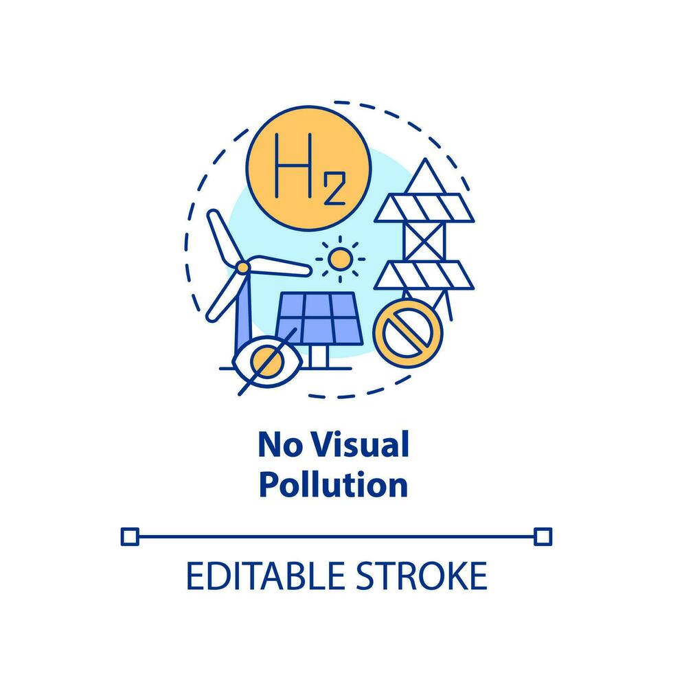 No visual pollution concept icon. Clean energy solution. Hydrogen fuel cells benefit abstract idea thin line illustration. Isolated outline drawing. Editable stroke vector