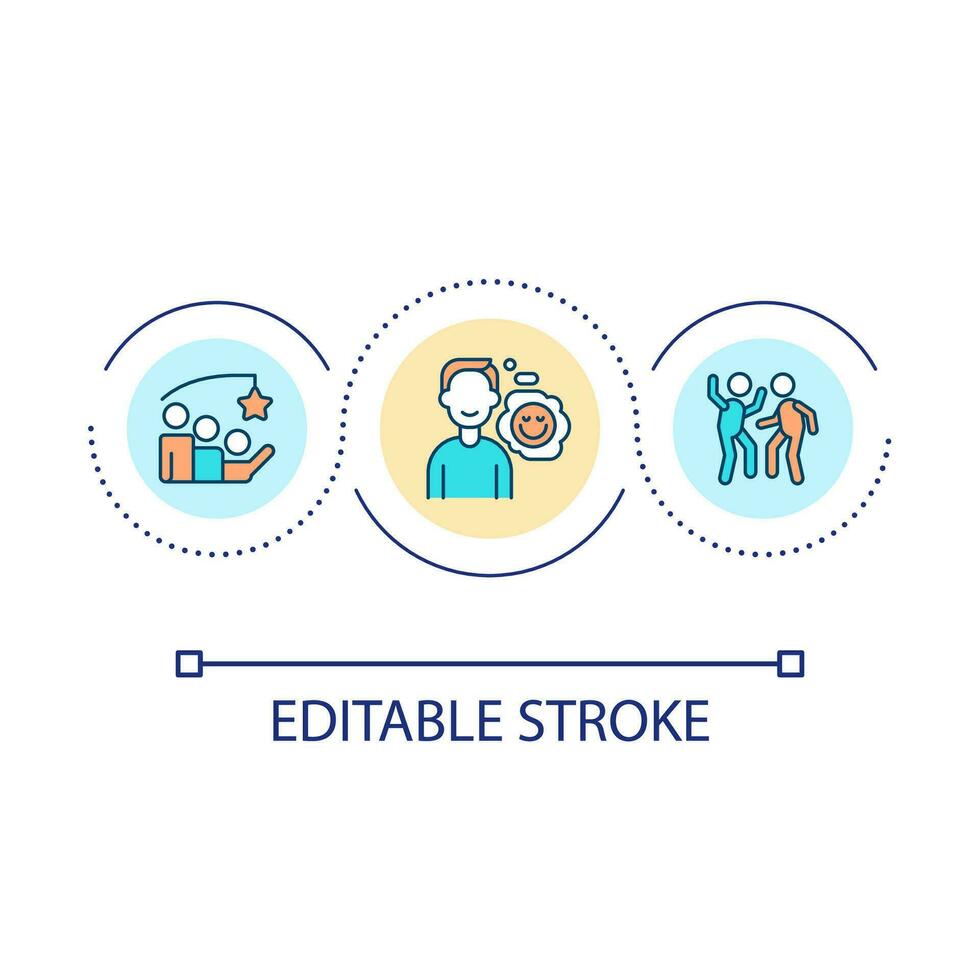 Positive thinking advantages loop concept icon. Motivation for everyday life. Self confidence abstract idea thin line illustration. Isolated outline drawing. Editable stroke vector