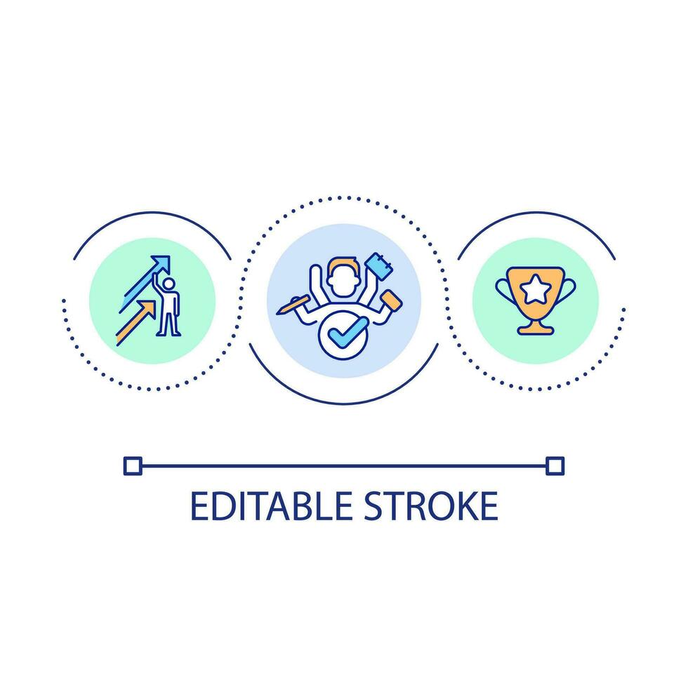 Productive work for result loop concept icon. Variety business tasks. Corporate development abstract idea thin line illustration. Isolated outline drawing. Editable stroke vector