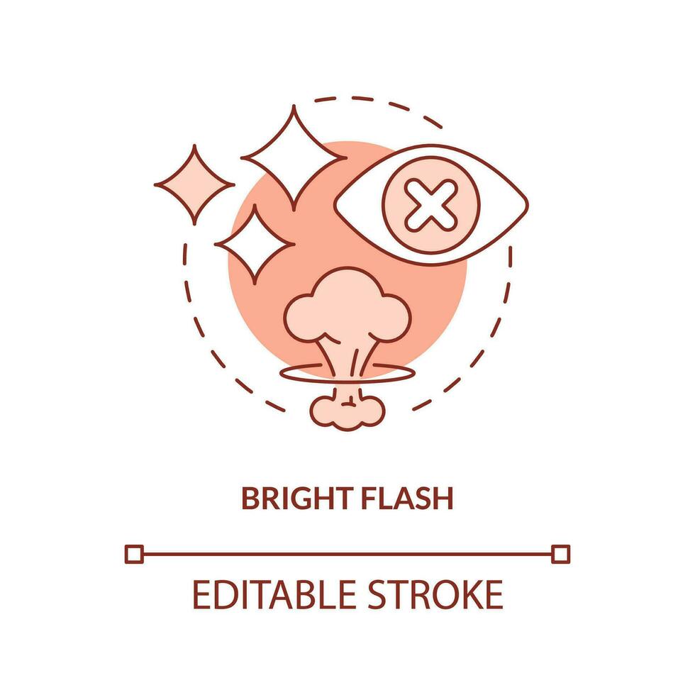 Bright flash orange concept icon. Beware of hazard. Nuclear explosion danger abstract idea thin line illustration. Isolated outline drawing. Editable stroke vector