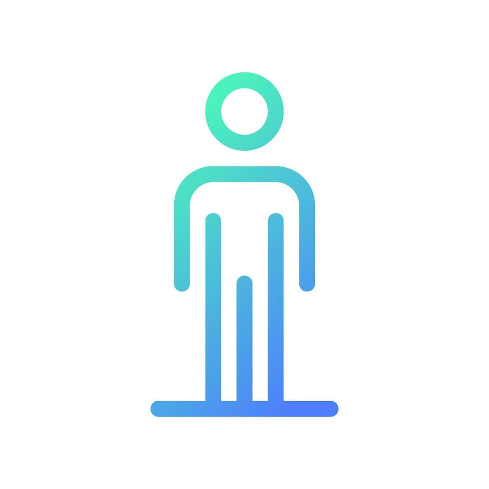 Standing pedestrian pixel perfect gradient linear ui icon. Person waiting to cross road. GPS navigation. Line color user interface symbol. Modern style pictogram. Vector isolated outline illustration