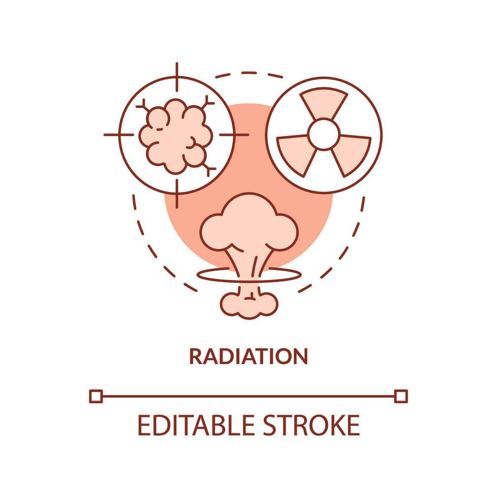 Radiation orange concept icon. Hazard for body cells damage. Nuclear explosion danger abstract idea thin line illustration. Isolated outline drawing. Editable stroke vector