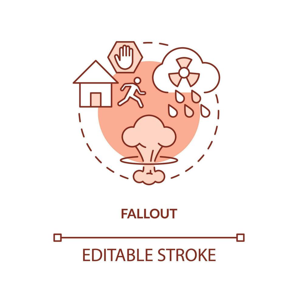 Falling out nuclear debris orange concept icon. Air pollution. Nuclear explosion abstract idea thin line illustration. Isolated outline drawing. Editable stroke vector