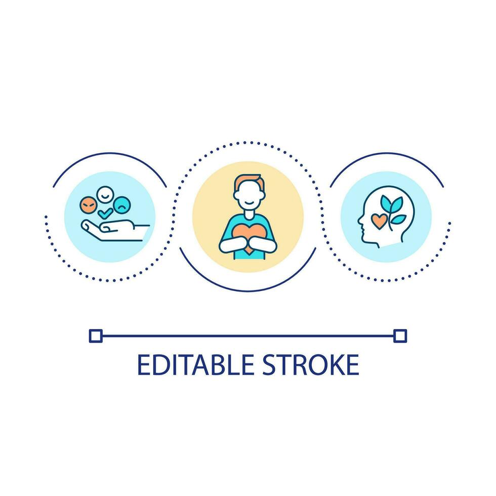 Mindfulness loop concept icon. Improving mental state. Positive thinking in psychotherapy abstract idea thin line illustration. Isolated outline drawing. Editable stroke vector