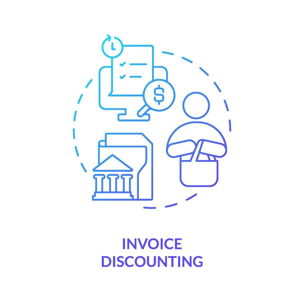 Invoice discounting blue gradient concept icon. Unpaid bills. Source of short term financing abstract idea thin line illustration. Isolated outline drawing vector