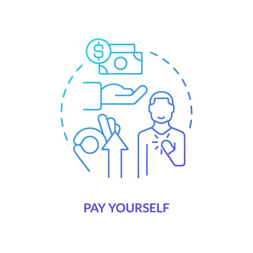 Pay yourself blue gradient concept icon. Owner salary. Managing small business finances tip abstract idea thin line illustration. Isolated outline drawing vector