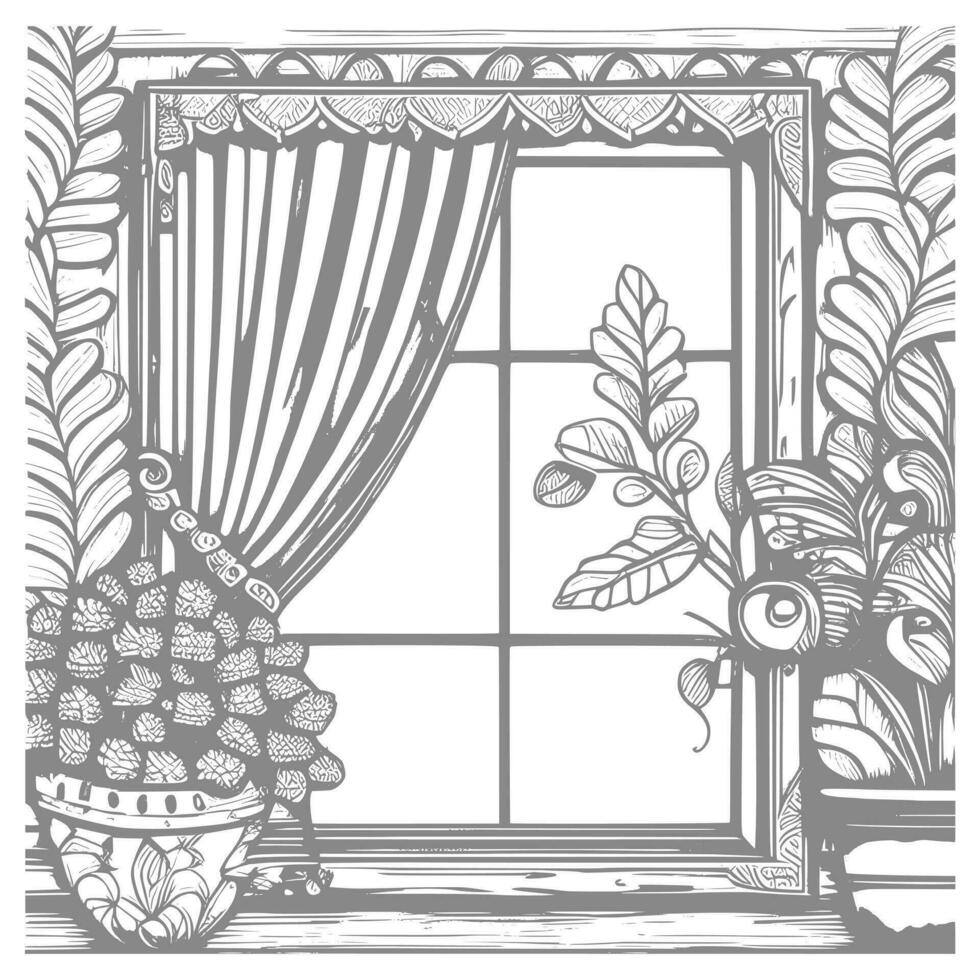 Window coloring book. vector