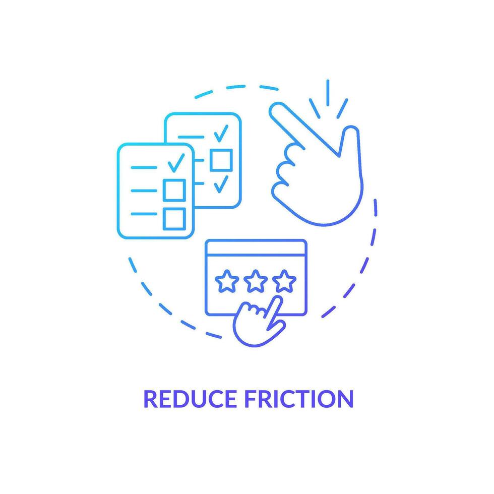 Reduce friction blue gradient concept icon. Star-rating system. Getting customer reviews abstract idea thin line illustration. Detailed opinion. Isolated outline drawing vector