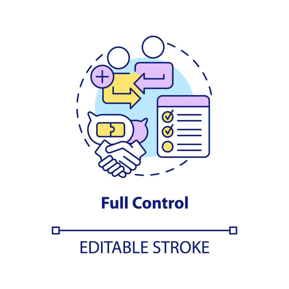 Full control concept icon. Outstaffing benefit abstract idea thin line illustration. Project management. Task coordination. Isolated outline drawing. Editable stroke vector