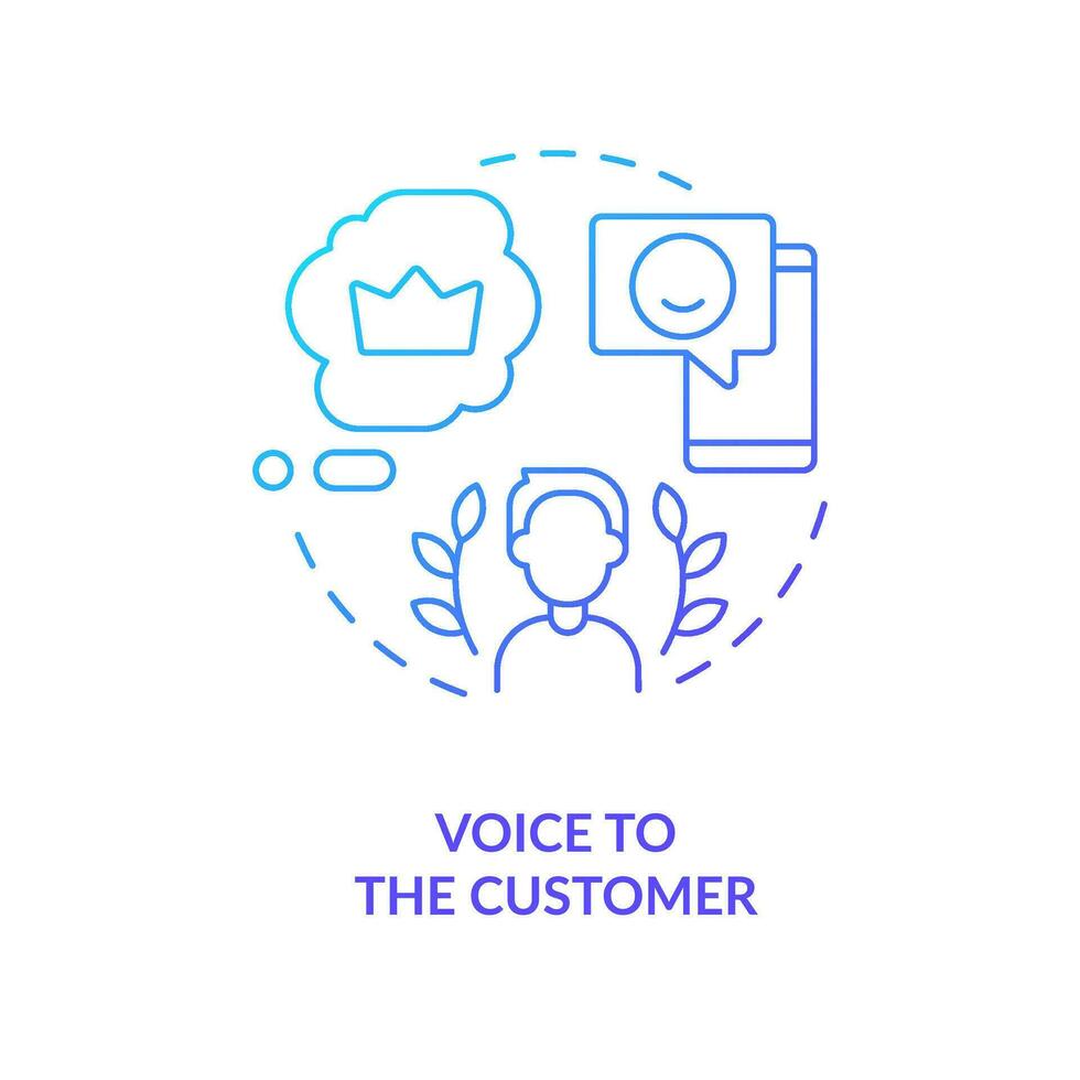 Voice to customer blue gradient concept icon. Loyal client reviews purpose abstract idea thin line illustration. Relationship with brand. Isolated outline drawing vector