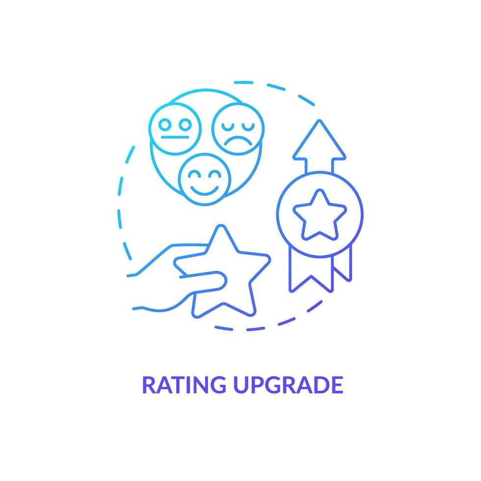 Rating upgrade blue gradient concept icon. Improve company trustworthiness. Importance of online reviews abstract idea thin line illustration. Isolated outline drawing vector
